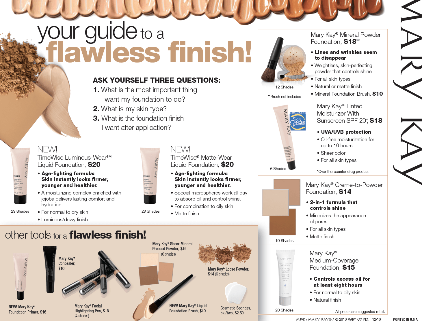 Foundation comparison chart mary kay