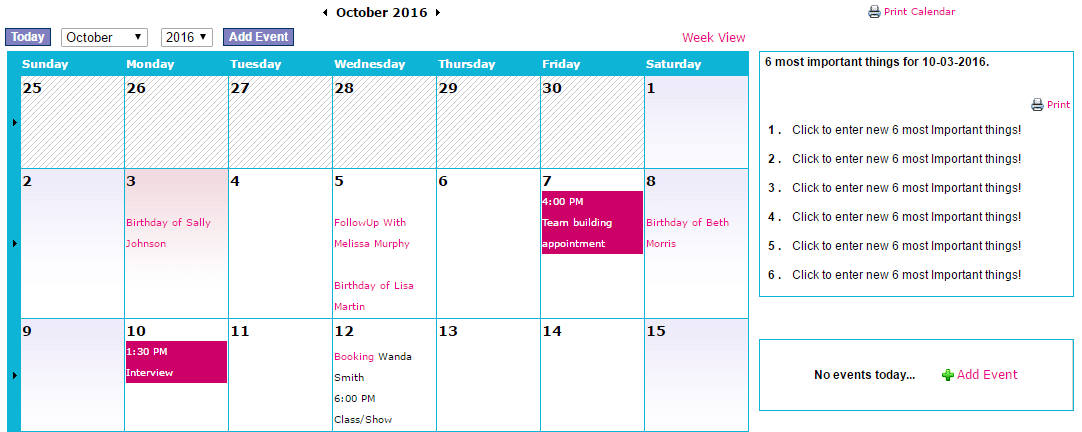 Organize your calendar